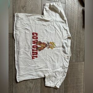 Cowgirl white cropped tee